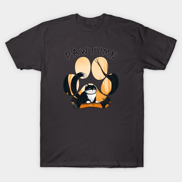 Pawtumn Pawprint T-Shirt by photokapi